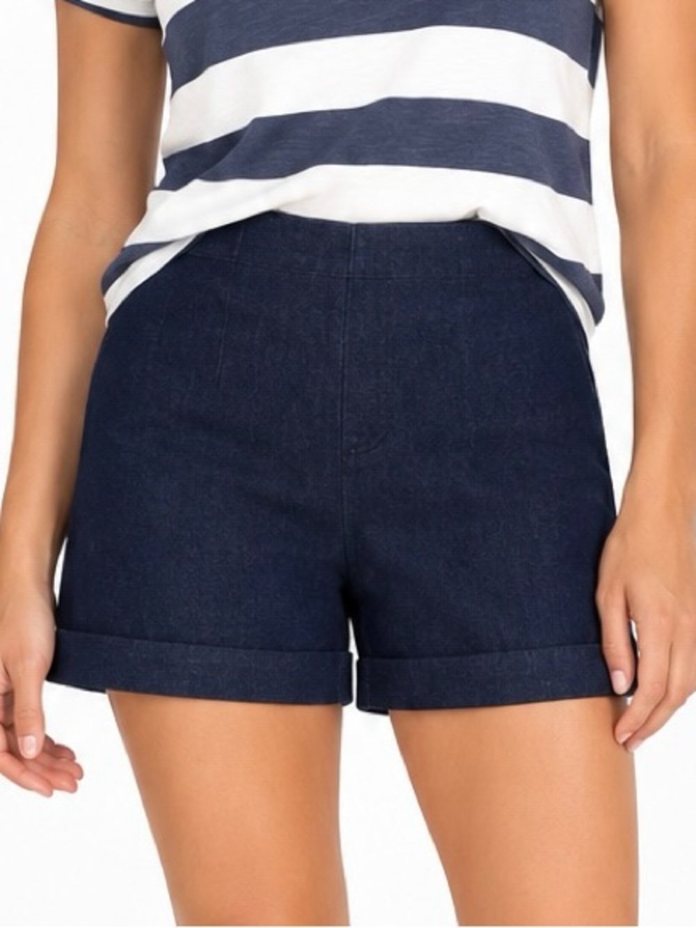 SPANX EveryWear Trouser Denim Shorts Raw Indigo High Rise Shaping XL